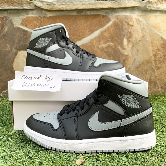Nike Air Jordan 1 mid shadow black grey shoes - Picture 2 of 5